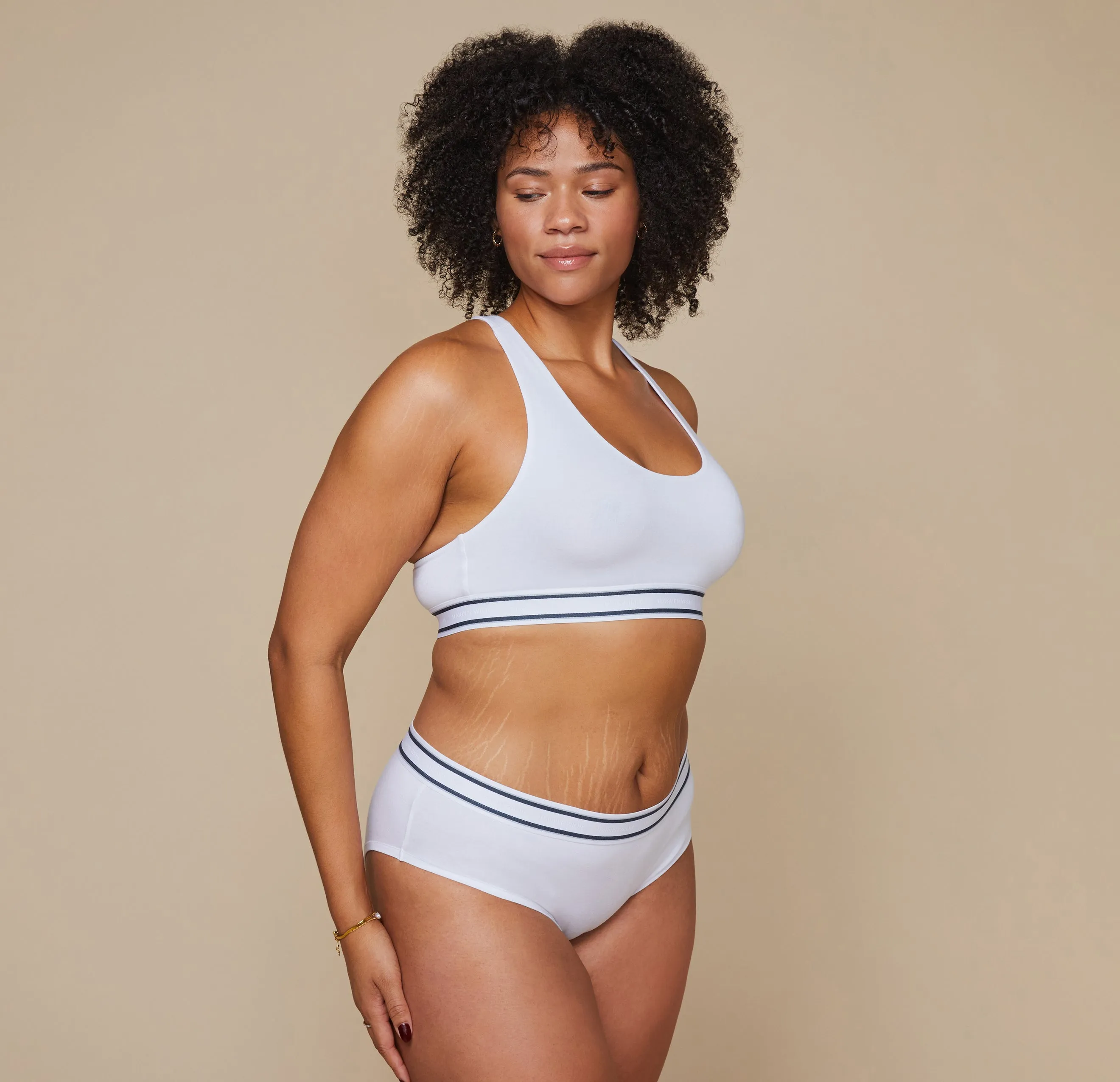 Cloud Cotton Logo Racerback Bralette - White