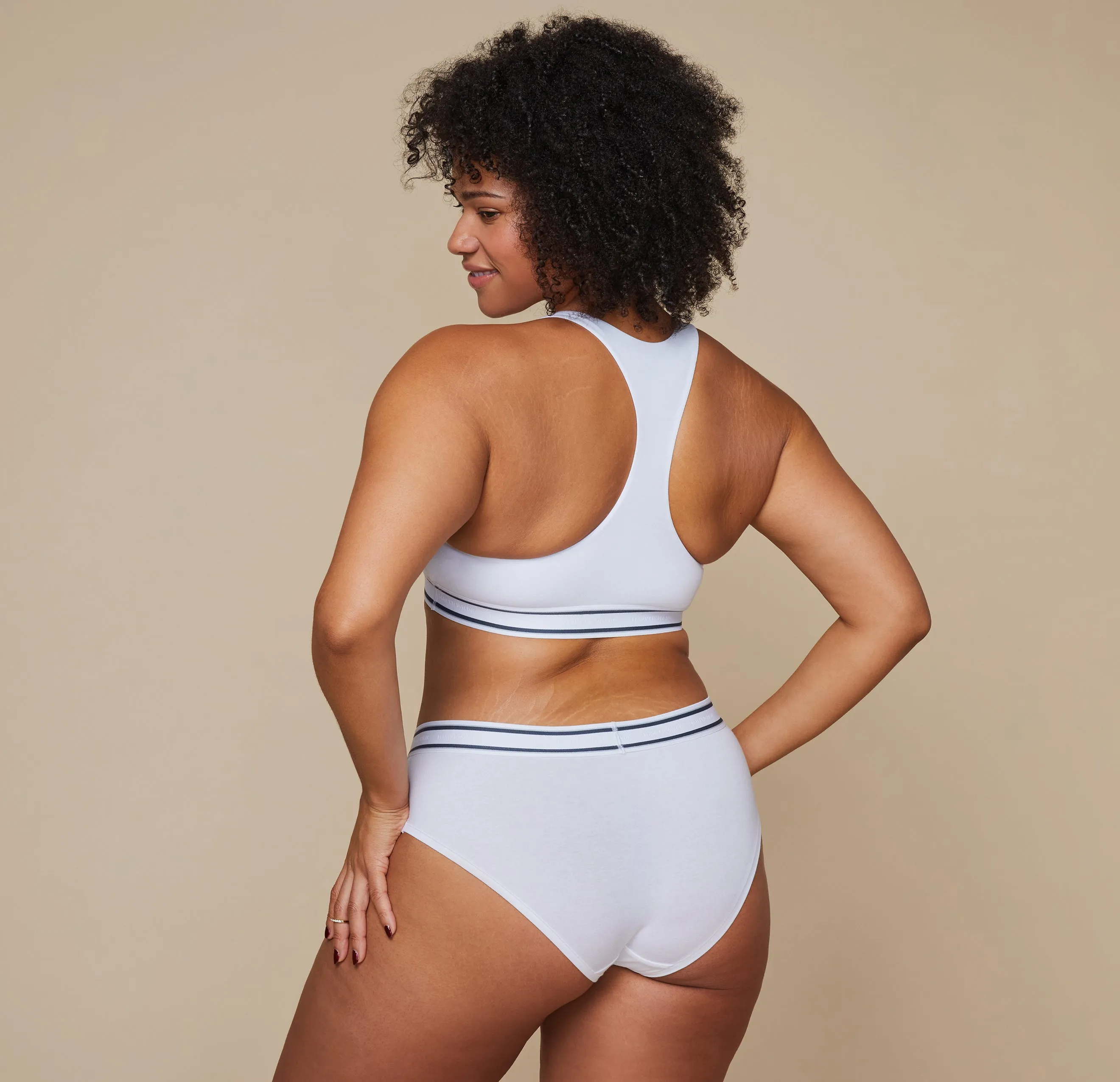 Cloud Cotton Logo Racerback Bralette - White