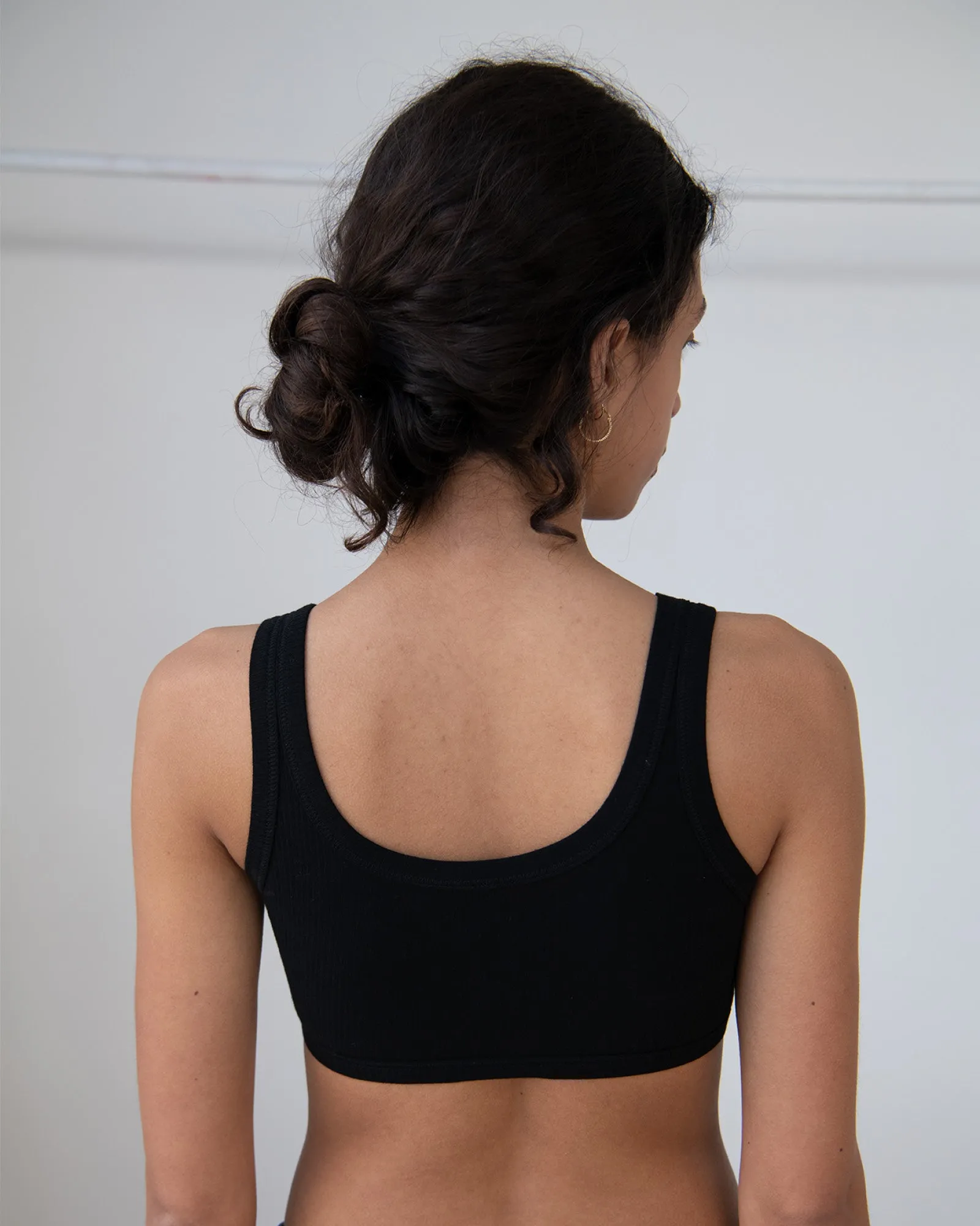 Heart Bra - Organic Cotton Rib - Black