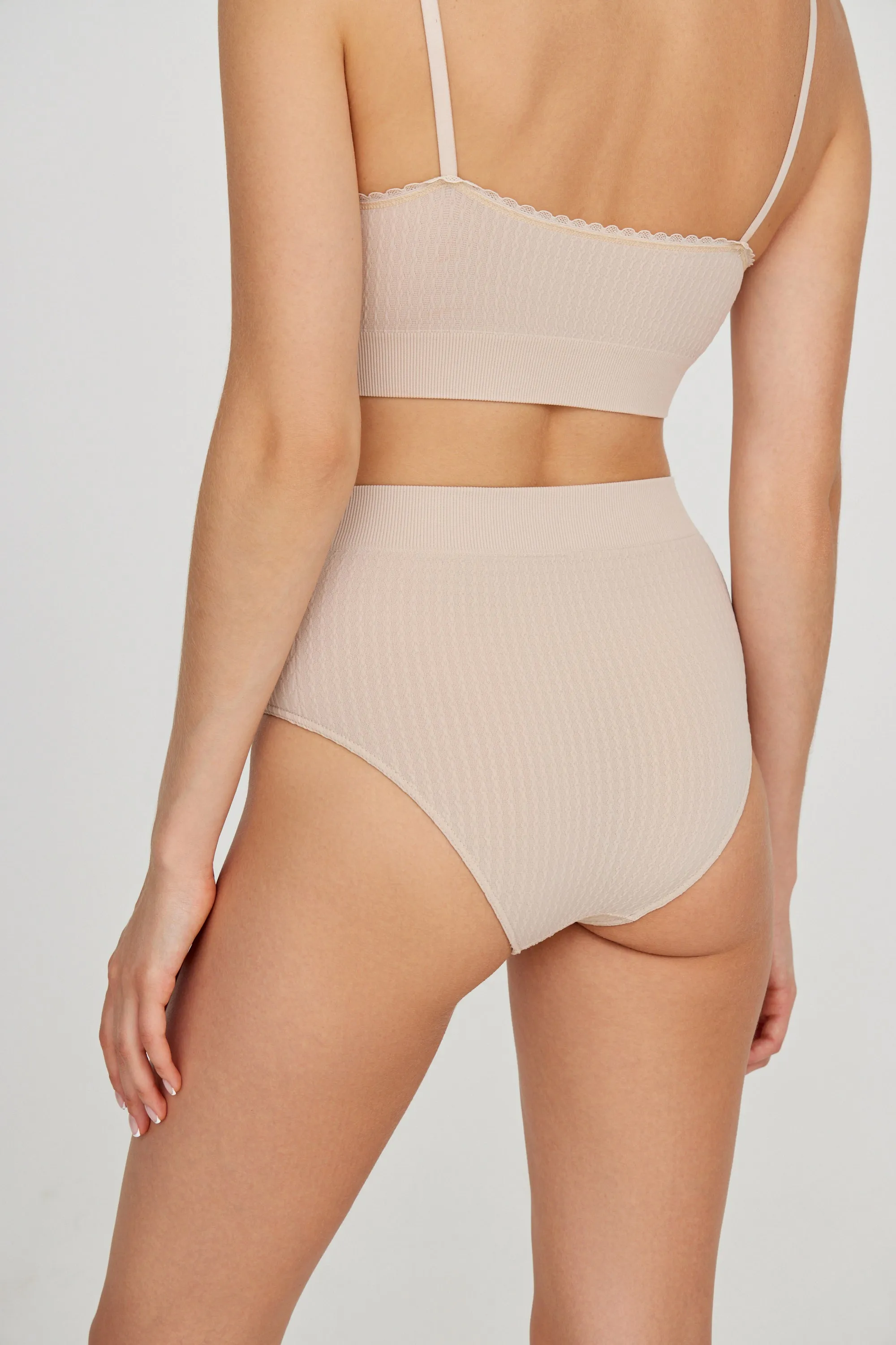 High-rise textured knit slips
