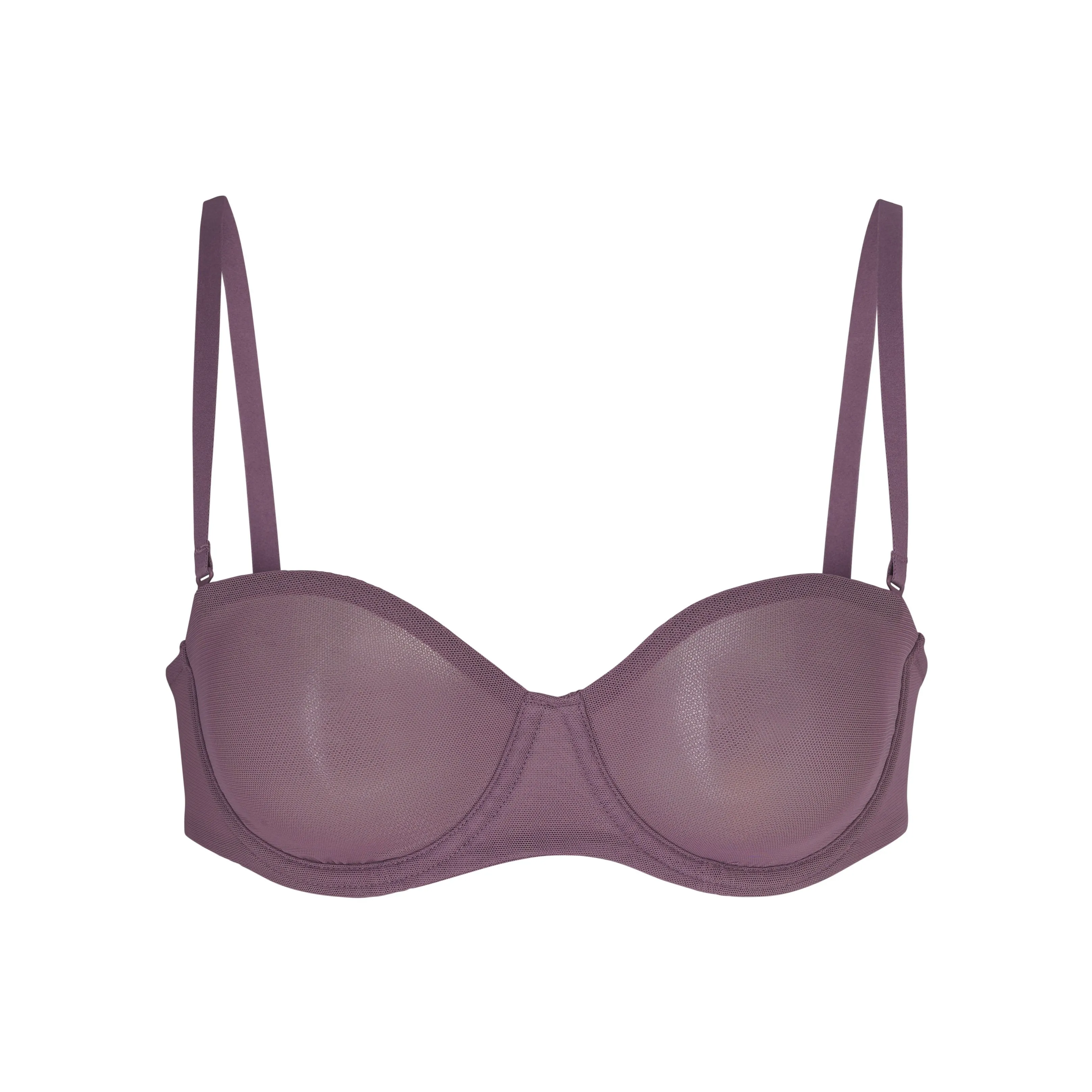 MESH STRAPLESS BRA | PLUM
