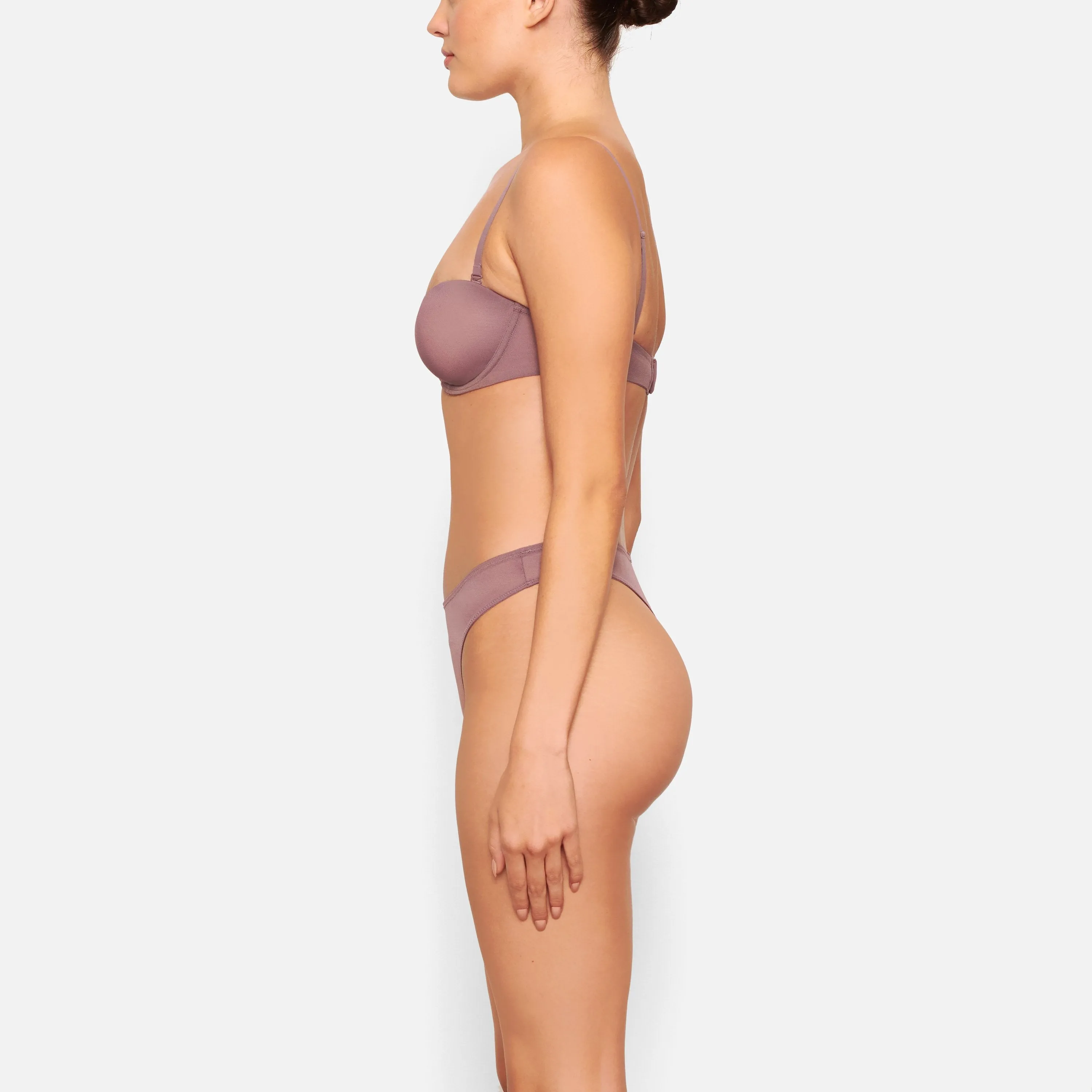 MESH STRAPLESS BRA | PLUM