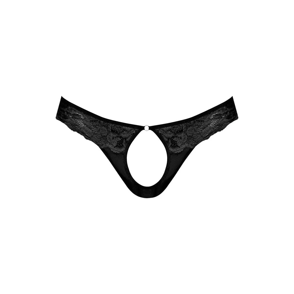 Sassy Lace - Open Ring Thong - Small/medium -  Black