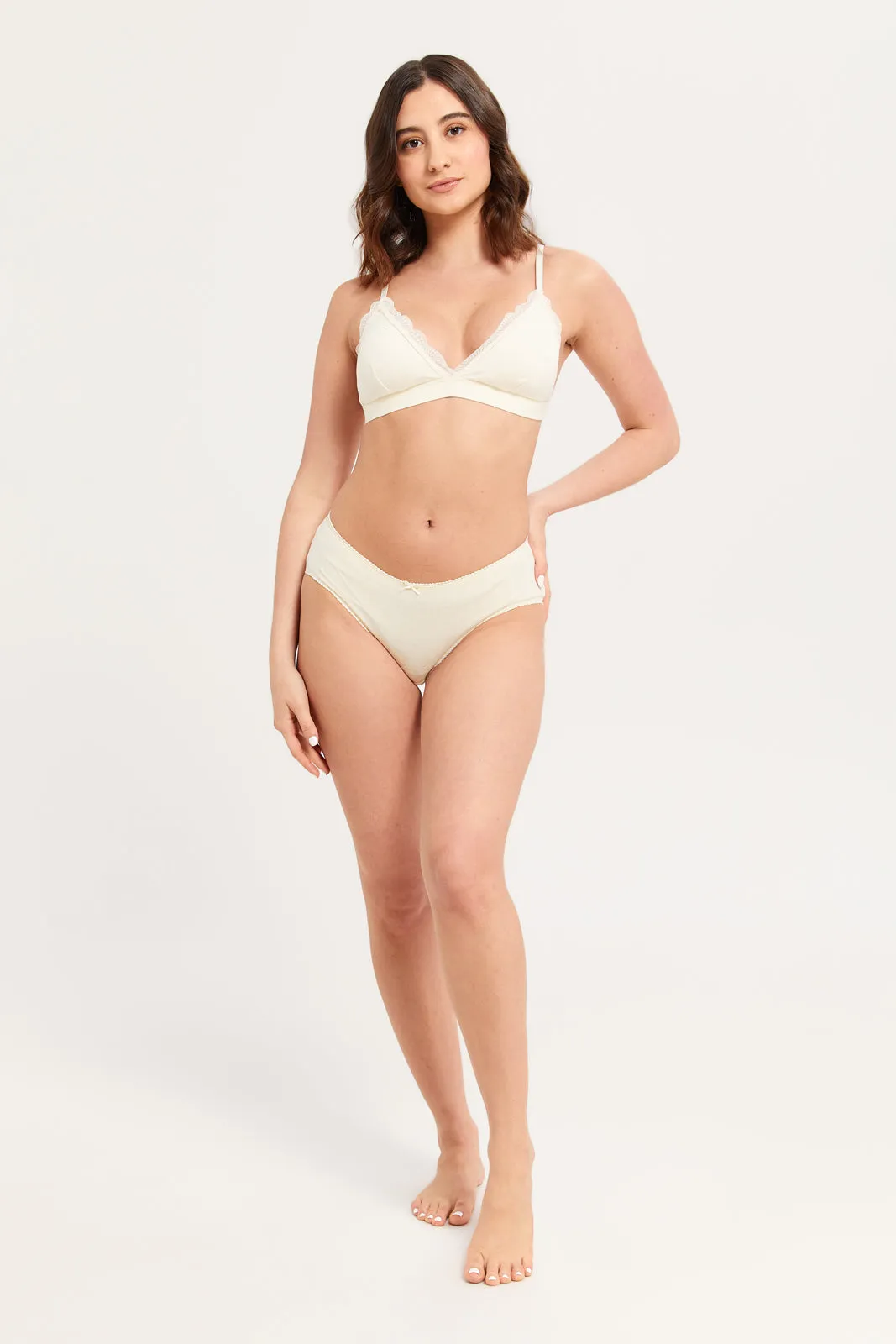 Women Ivory And Grey Non-Wired Bras Set (Pack of 2)