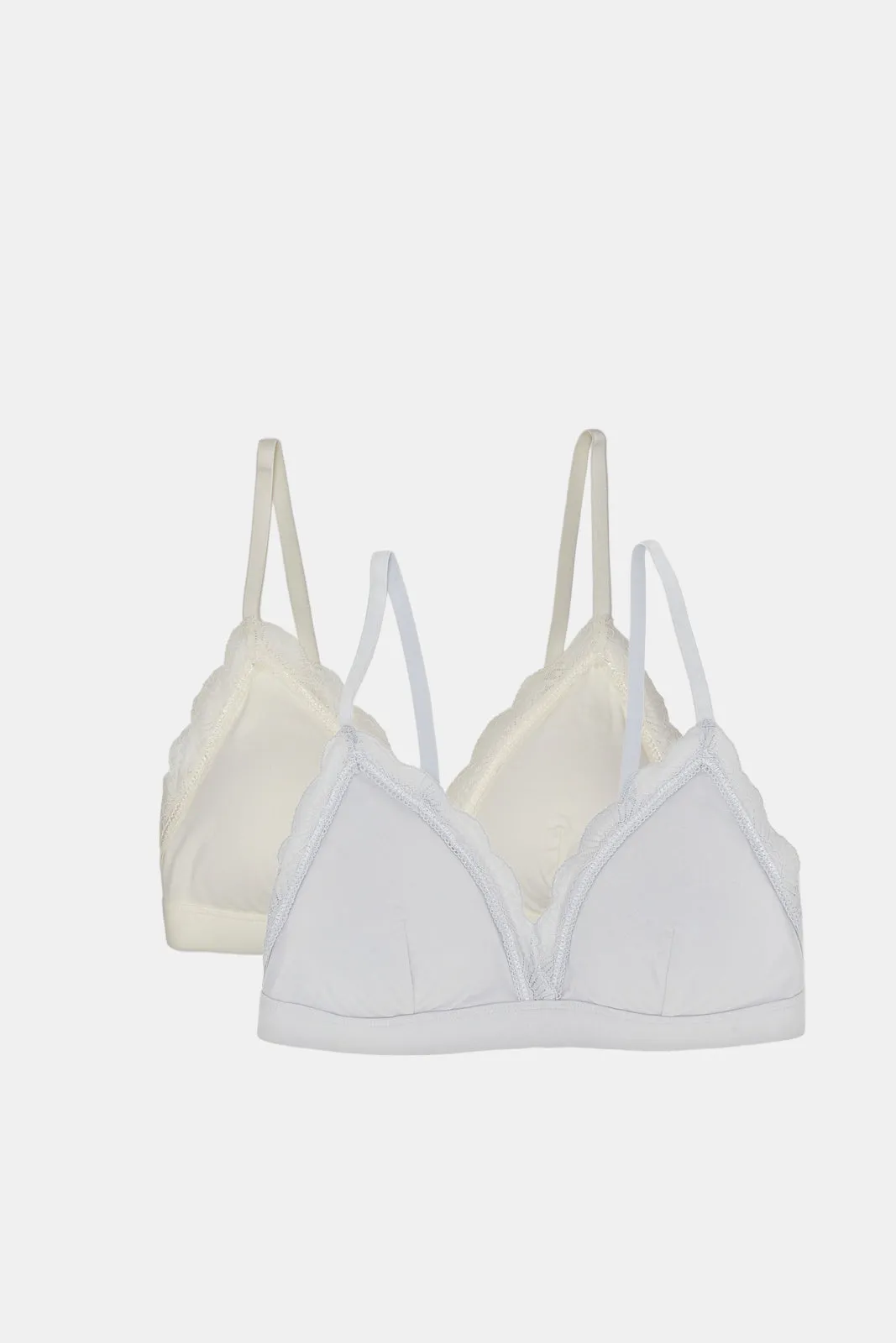 Women Ivory And Grey Non-Wired Bras Set (Pack of 2)